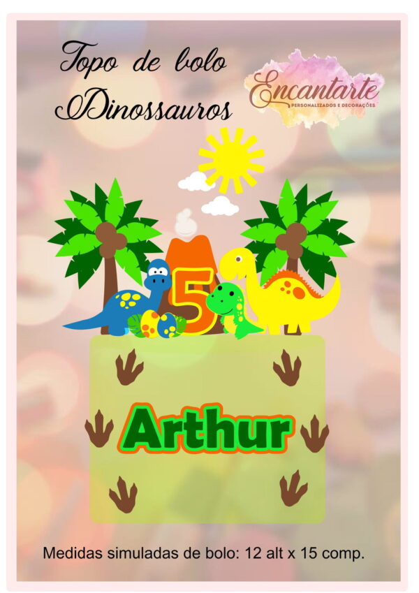 Arquivo de corte Topo Dinossauro em camadas
