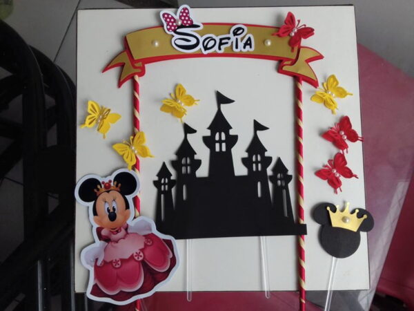 Arquivo de Corte Topo do Bolo Minnie Princesa Vermelha+BRIND