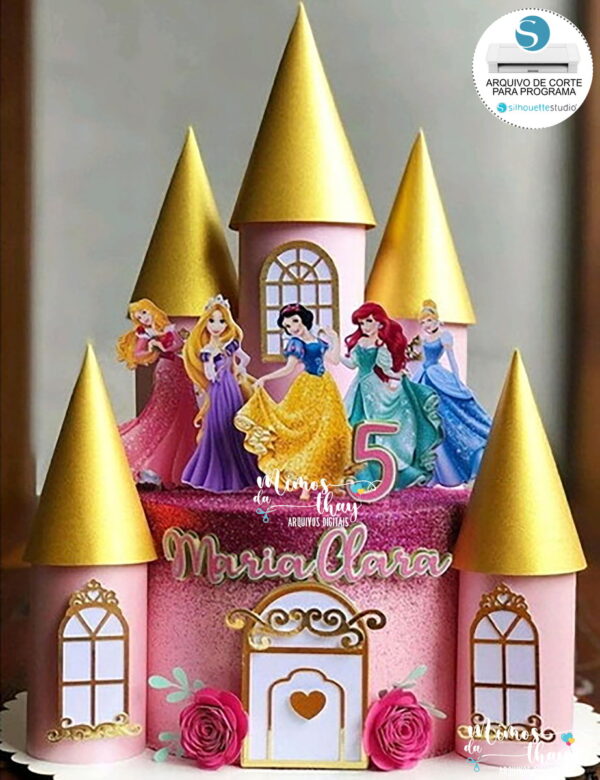 Arquivo de Corte: Topo Princesas Disney + Castelo 3d 007