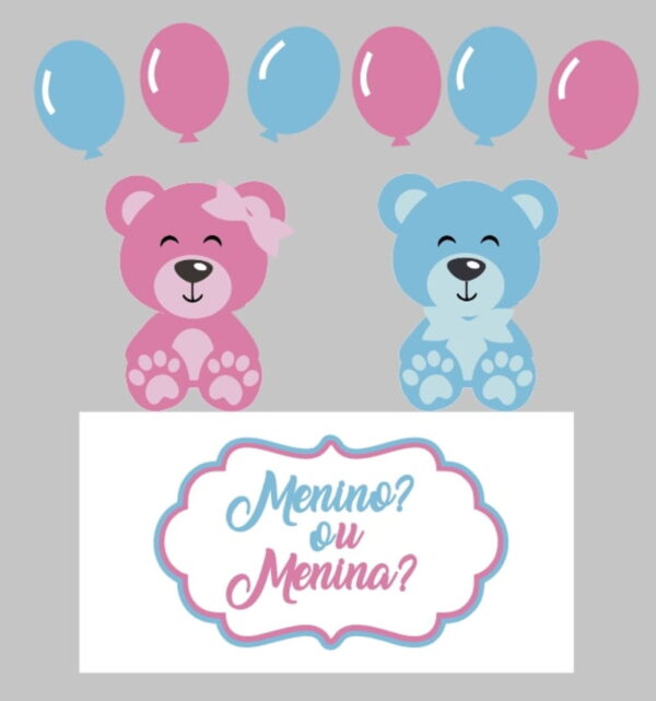 Kit Arquivos de Corte Ursinho e Princesa Ursinha Balão