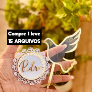 Arquivo de Corte- Topos de Bolo Batizado Pomba