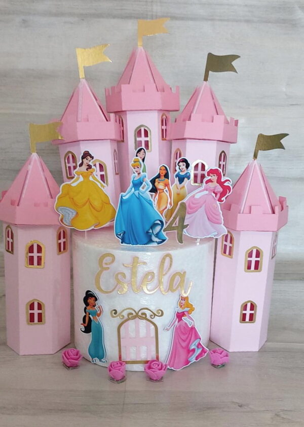 Arquivo de Corte Topos de Bolo Princesas com Castelo