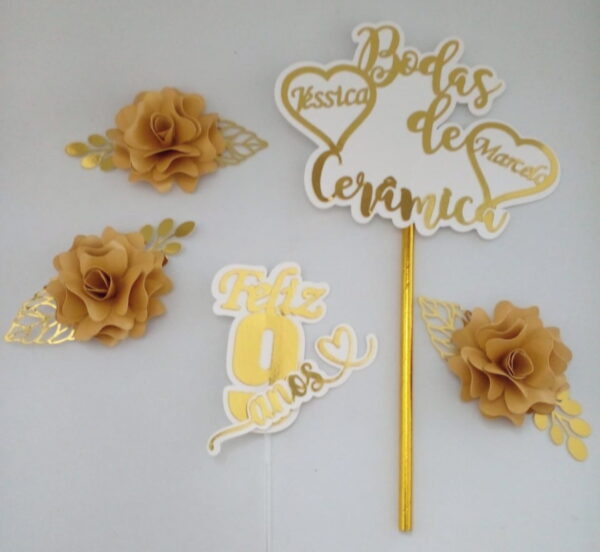 Arquivo De Corte - Topper De Bolo Bodas De Cêramica Laminado - Image 2