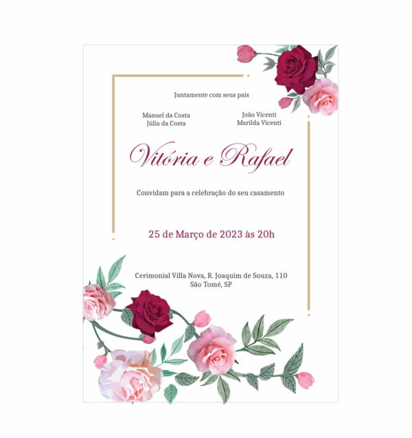 Arquivo digital editável Corel/Convite de Casamento Floral