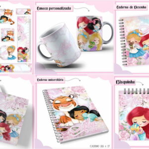 Arquivo Digital Etiqueta Escolar Princesas pdf Png