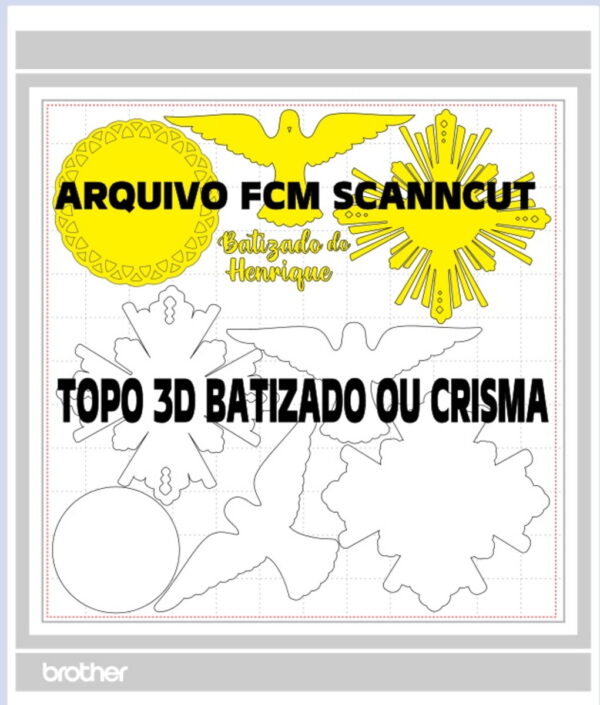 Arquivo Digital Fcm Scanncut - Topo Batizado Crisma 3d