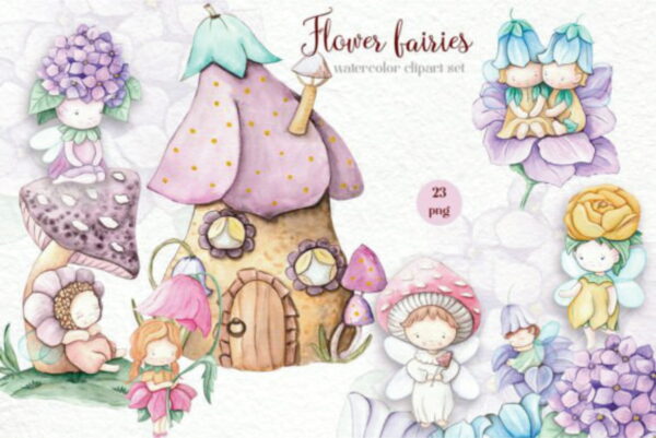 Arquivo Digital Flores e Fadas Aquarela #063#