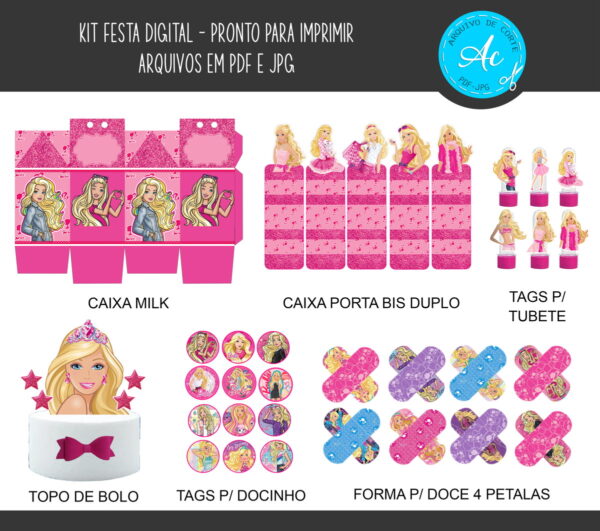 Arquivo Digital Kit Festa Barbie #2 (personalizado)