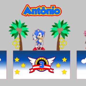 Arquivo digital p/ SILHOUETTE - Topo de Bolo SONIC