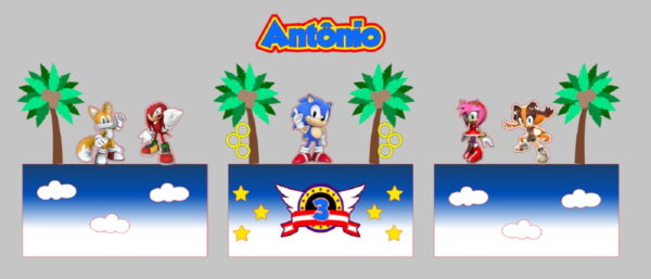 Arquivo digital p/ SILHOUETTE - Topo de Bolo SONIC