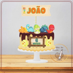 Arquivo Digital para corte topo de bolo Dinossauros Cute