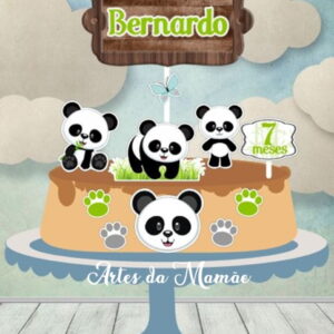 Arquivo Digital para corte topo de bolo Panda