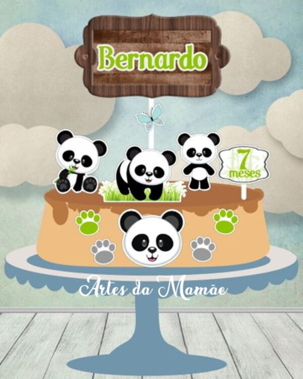 Arquivo Digital para corte topo de bolo Panda