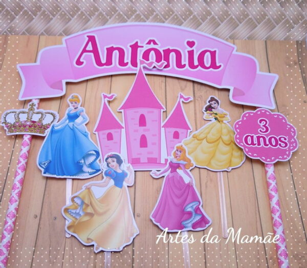 Arquivo Digital para corte topo de bolo Princesas - Imagem 2