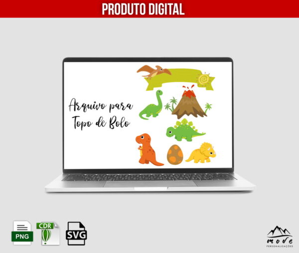 ARQUIVO DIGITAL PARA TOPO DE BOLO "DINOSSAUROS"