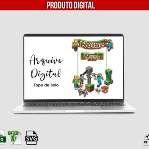 ARQUIVO DIGITAL PARA TOPO DE BOLO "MINECRAFT"