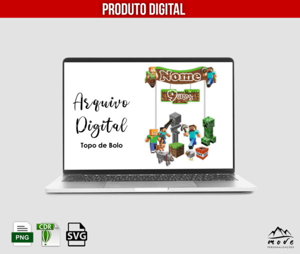 ARQUIVO DIGITAL PARA TOPO DE BOLO "MINECRAFT"
