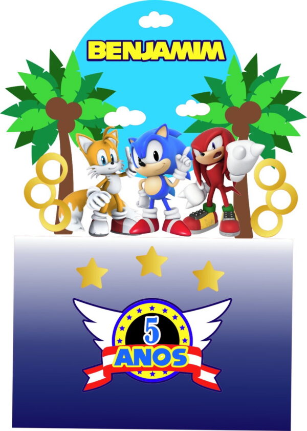 Arquivo digital Silhouette - Topo de bolo Sonic