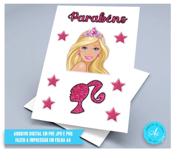 Arquivo Digital Topo de Bolo Barbie #2 Pdf/jpg/png - Image 2