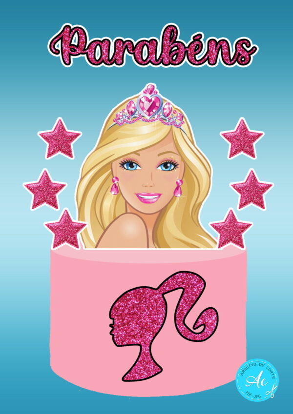 Arquivo Digital Topo de Bolo Barbie #2 Pdf/jpg/png