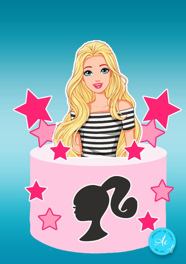 Arquivo Digital Topo de Bolo Barbie #3