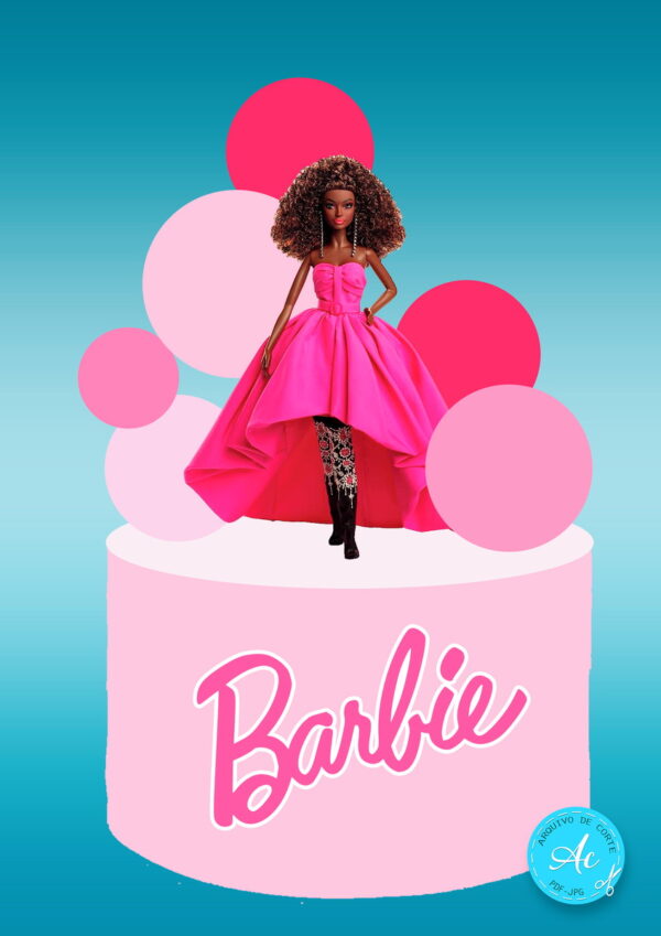 Arquivo Digital Topo de Bolo Barbie Negra #1