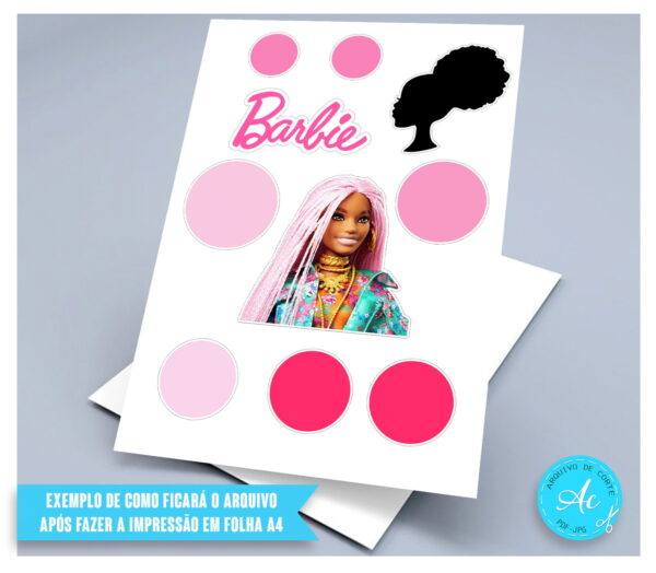 Arquivo Digital Topo de Bolo Barbie Negra #2 - Imagem 2