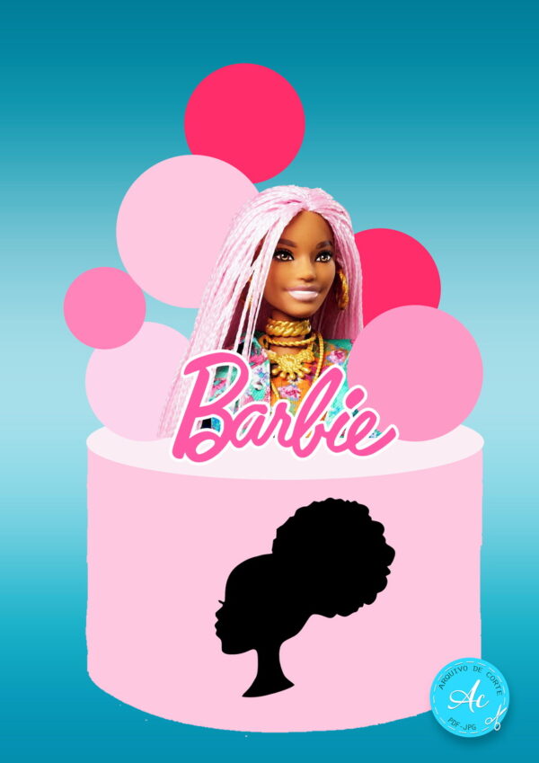 Arquivo Digital Topo de Bolo Barbie Negra #2
