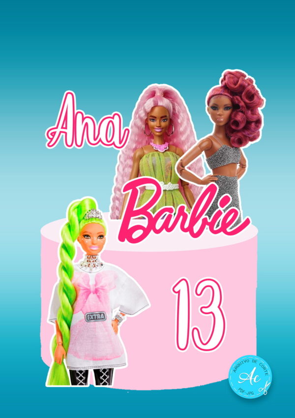 Arquivo Digital Topo de Bolo Barbie Negra #3