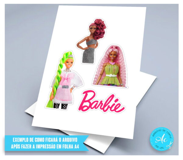 Arquivo Digital Topo de Bolo Barbie Negra #3 - Image 2
