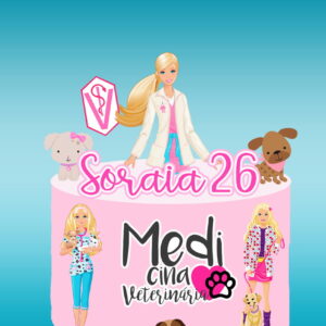 Arquivo Digital Topo de Bolo Barbie Veterinária #1