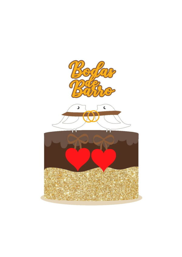 Arquivo digital topo de bolo bodas de barro passarinho