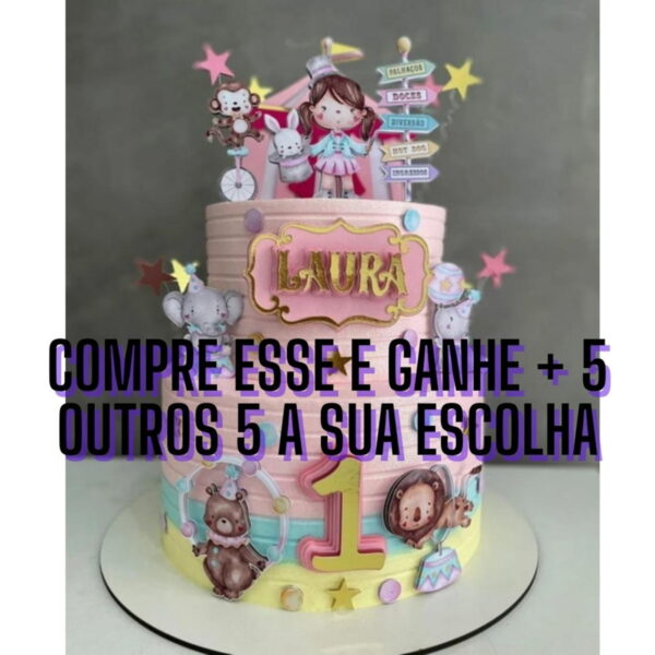Arquivo Corte Topo de Bolo Circo Aquarela