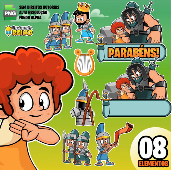 Arquivo Digital Topo de Bolo - Davi e Golias - Png - Imagem 2