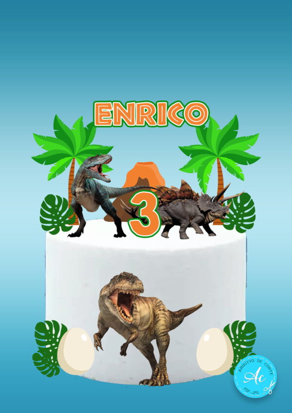 Arquivo Digital Topo de Bolo Dinossauro #2