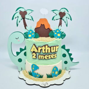 ARQUIVO DIGITAL- Topo de bolo Dinossauro cute camadas + 3