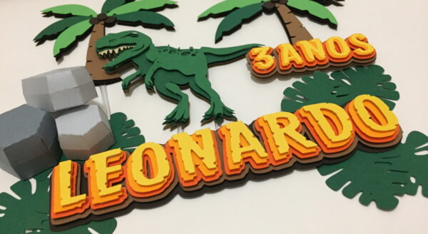 Arquivo digital topo de bolo dinossauro - Imagem 2