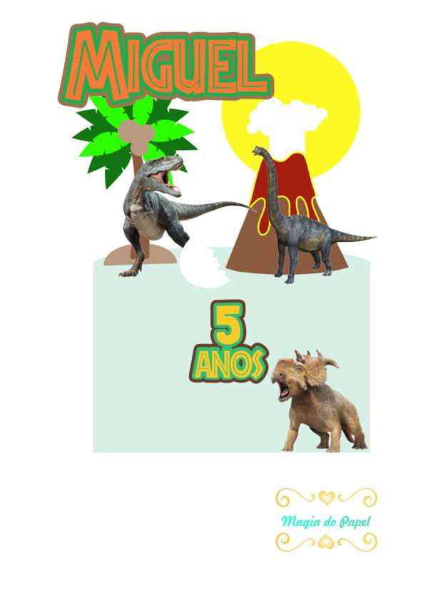 Arquivo digital topo de bolo Dinossauro