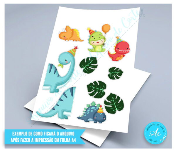 Arquivo Digital Topo de Bolo Dinossauros Baby #1 - Imagem 2
