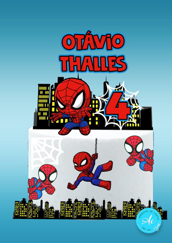 Arquivo Digital Topo de Bolo Homem Aranha Cute #1