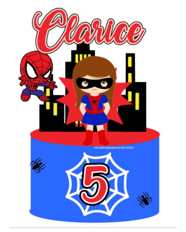 Arquivo Digital Topo de Bolo Homem Aranha Menino e Menina - Image 2