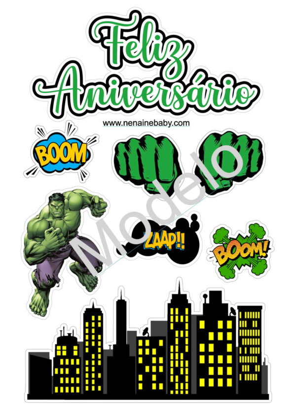 Arquivo Digital Topo de Bolo - Hulk
