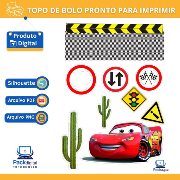 Arquivo Digital - Topo de Bolo Imprimir/ Carros 02