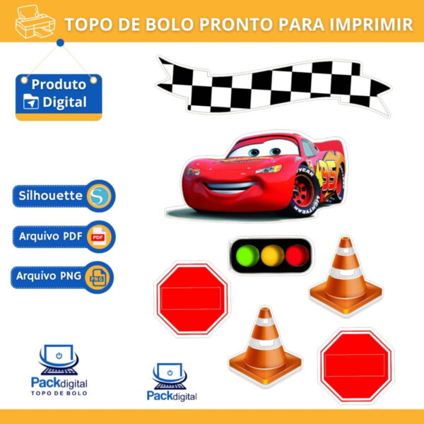Arquivo Digital - Topo de Bolo Imprimir/ Carros