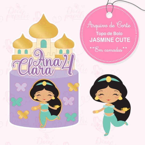 Arquivo Digital Topo de Bolo Jasmine Cute em 3d