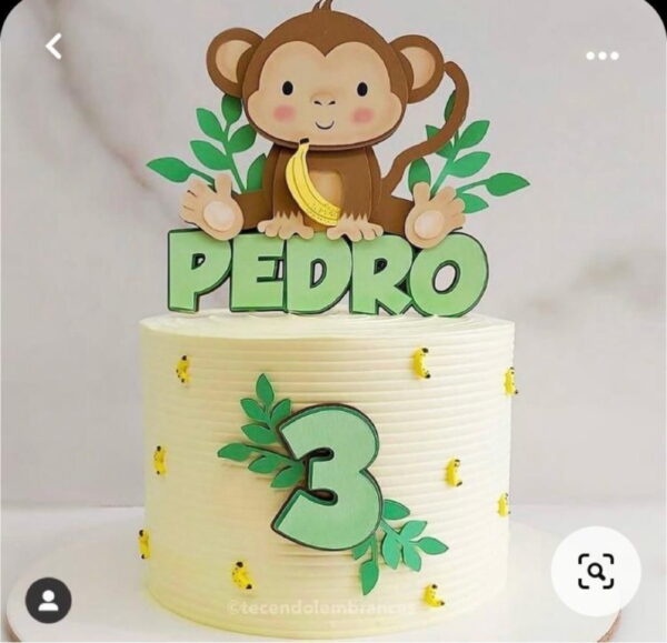 Arquivo Studio Topo de Bolo Macaco com Banana em Camadas