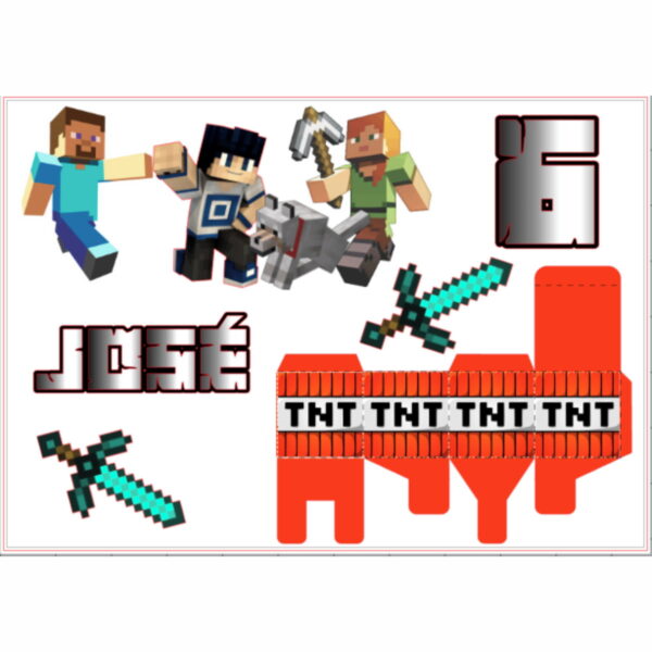 Arquivo Digital - Topo de Bolo Minecraft + Brinde - Imagem 2