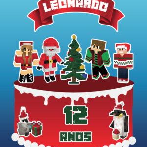 Arquivo digital Topo de bolo Minecraft Natal #1 PDF/JPG