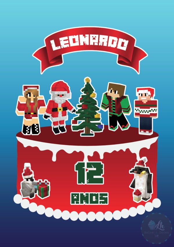 Arquivo digital Topo de bolo Minecraft Natal #1 PDF/JPG