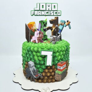ARQUIVO DIGITAL - Topo de bolo Minecraft + 4